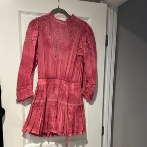 Love Shack Fancy Pink Lace Detail Dress